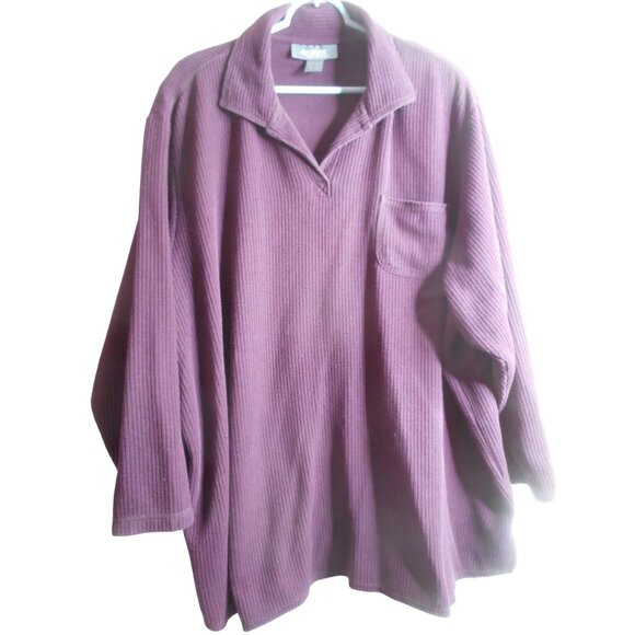 Lane Bryant 26/28 v neck collared ribbed knit Purple Sweater cotton blend - Picture 1 of 4